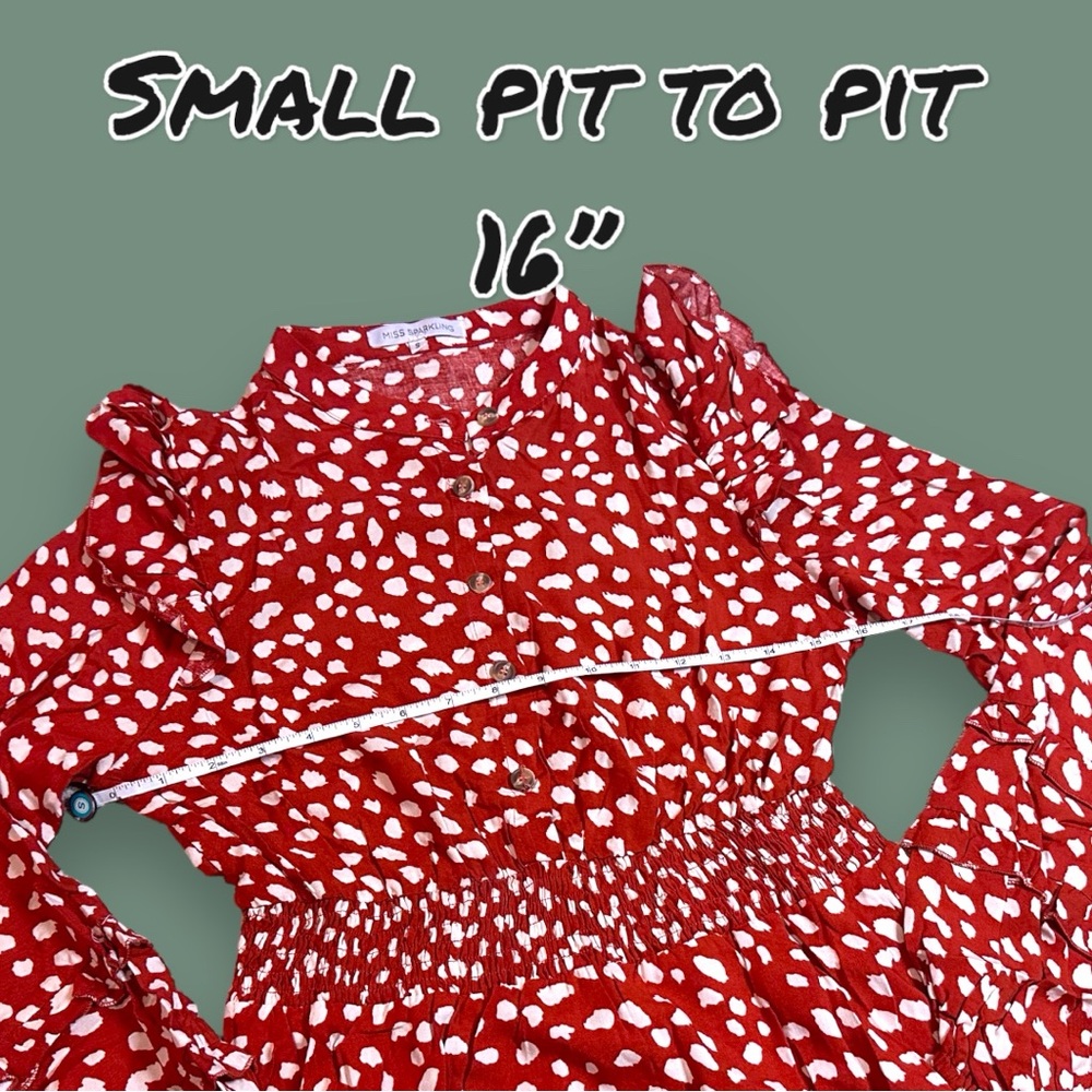 🎉HP🎉 NWT MS. SPARKLiNG Red and White Polka Dot Mini Ruffle Dress. Various Sizes - Picture 9 of 14
